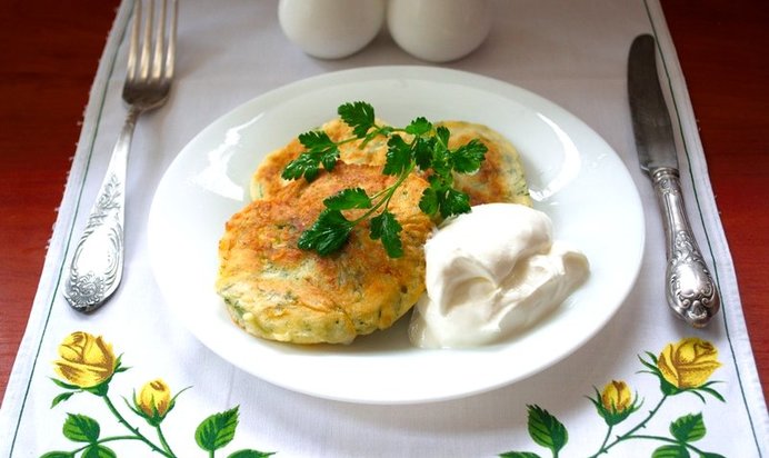 Оладьи с сыром и зеленью