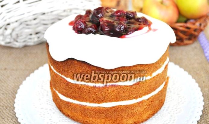 Голый торт с творожным кремом и пьяной вишней