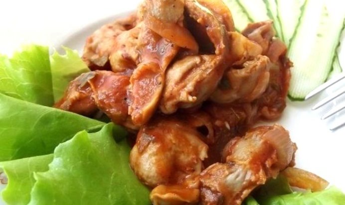 Гуляш из желудков куриных