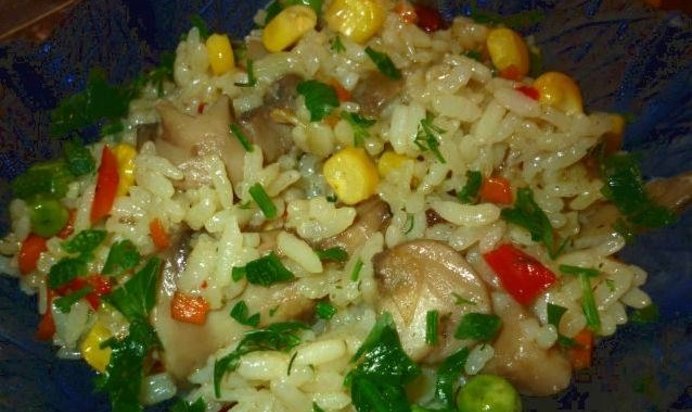 Плов с грибами и овощами