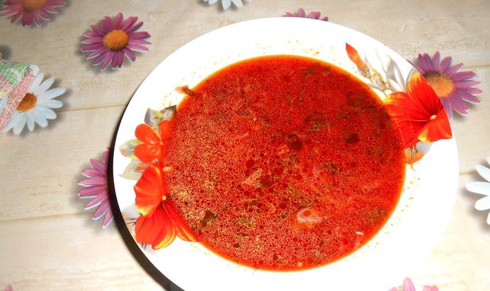 Борщ с чесноком