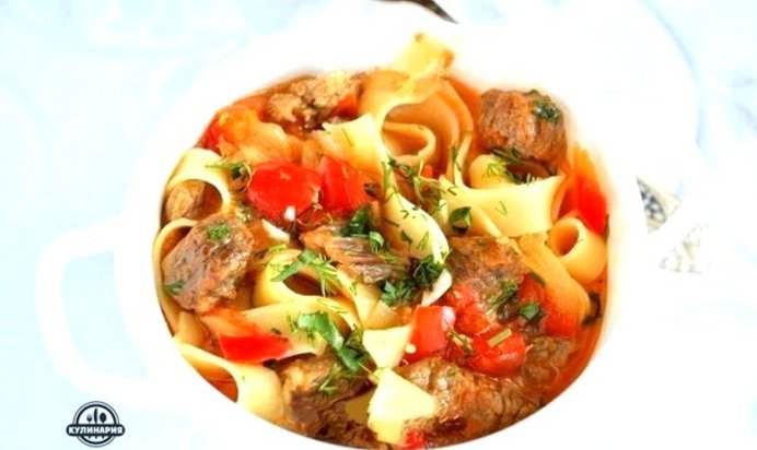 Лагман на телячьем бульоне