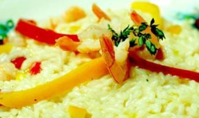 Ризотто с креветками и перцем-гриль