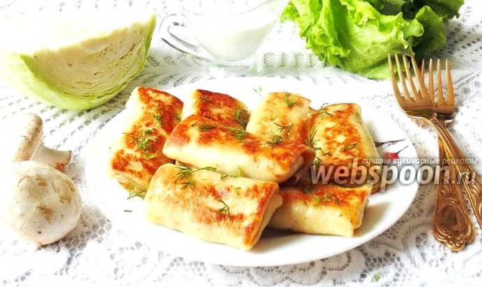 Блинчики с капустой и грибами
