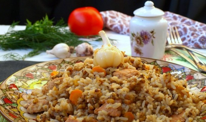 Плов с индейкой и машем