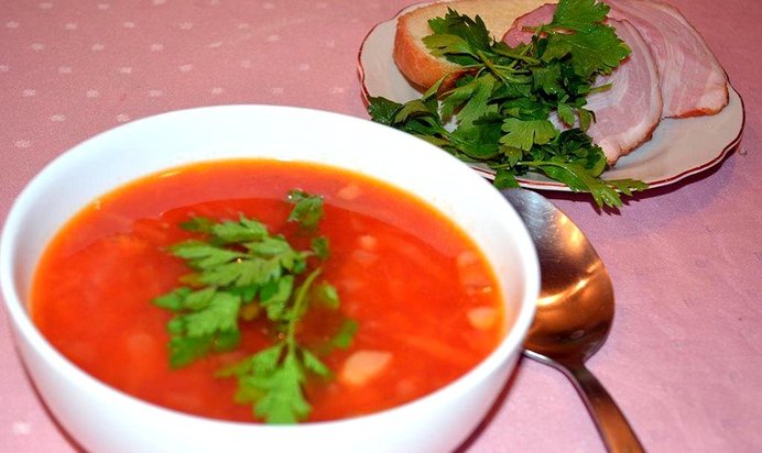 Борщ на копченой грудинке