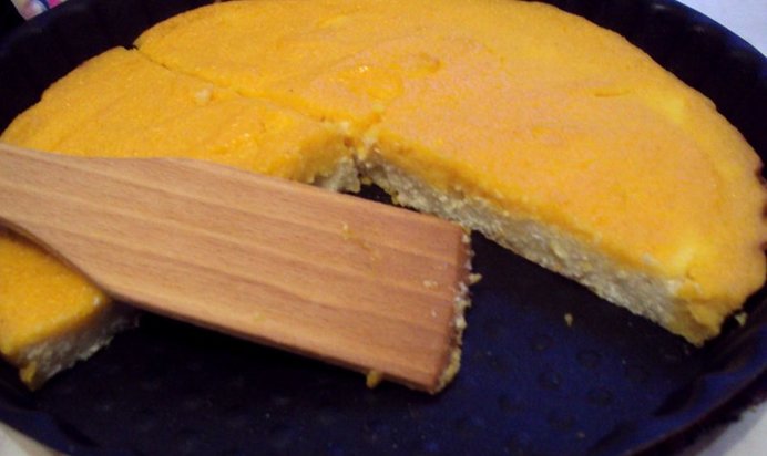 Творожная запеканка под тыквенным кремом