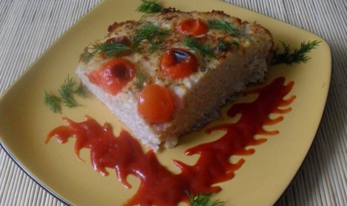 Запеканка из макарон и куриного фарша