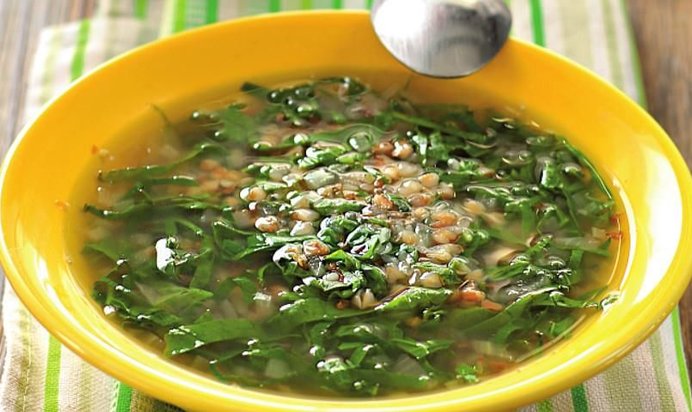 Щи постные зеленые со снытью и крапивой