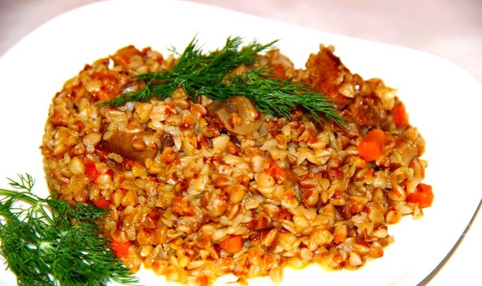 Гречка по - купечески с мясом и грибами