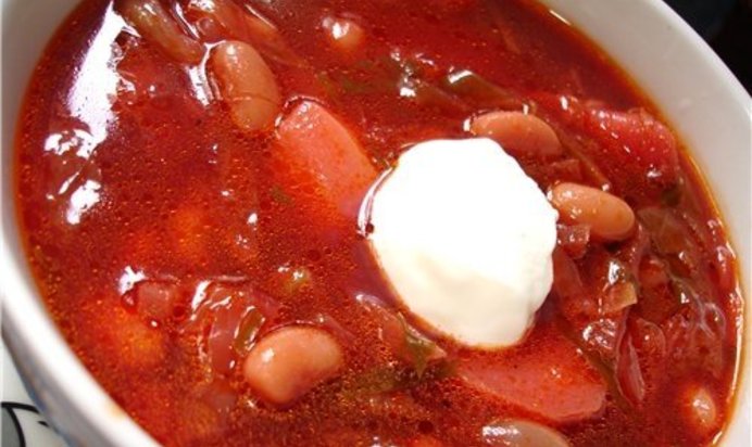 Борщ с фасолью в мультиварке