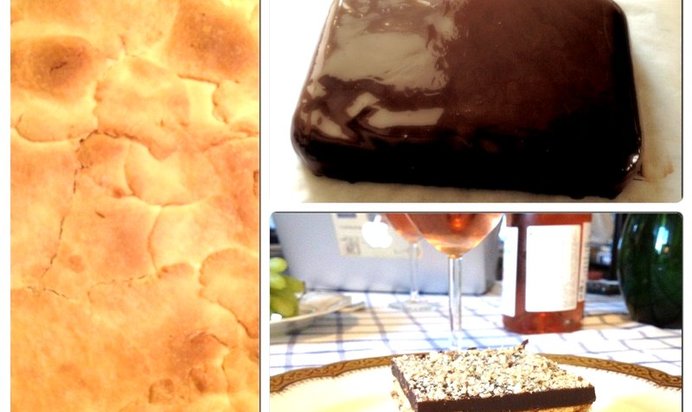 Песочный шоколадный торт с начинкой из взбитых белков и орехов