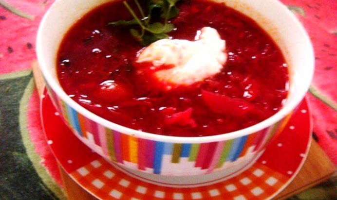 Постный борщ с коньяком