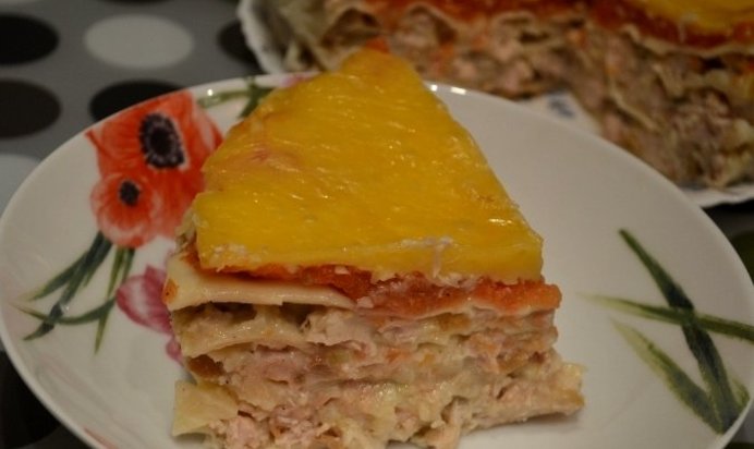 Лазанья с курицей в мультиварке