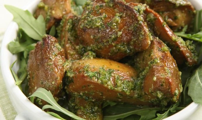 Грибы с песто