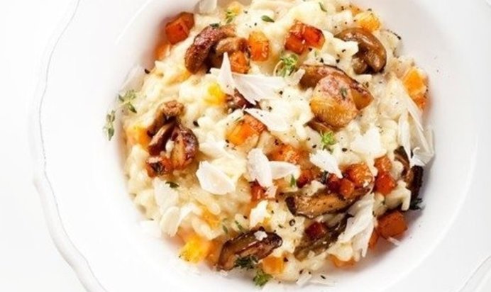 Ризотто с тыквой, белыми грибами и маскарпоне