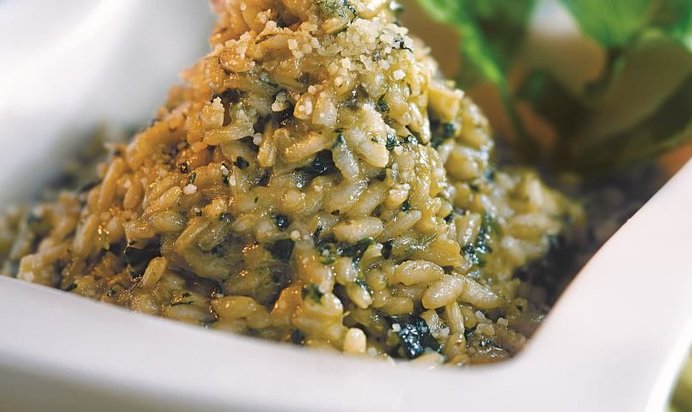 Ризотто со шпинатом и песто