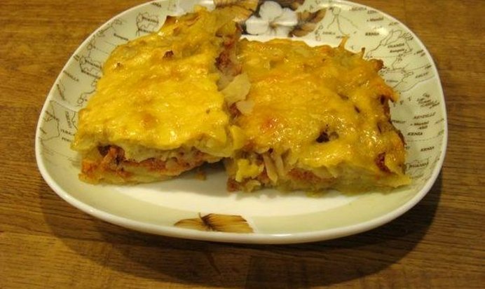 Запеканка с мясом и помидорами