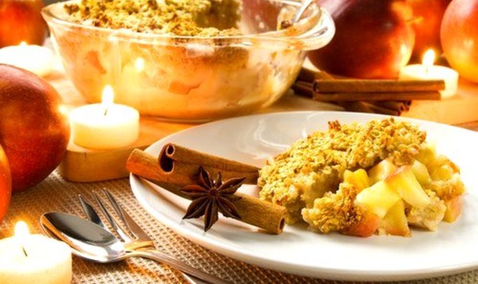 Холодная яблочная запеканка с мюсли