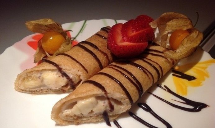 Блинчики с маскарпоне и бананами