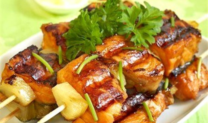 Шашлык из лосося с медом