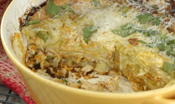 Лазанья с молодой капустой