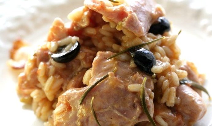 Ризотто с кроликом и оливками