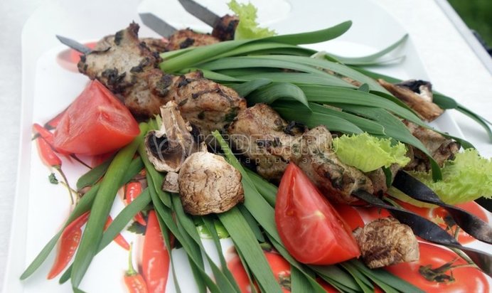 Шашлык из курицы в майонезе с черемшой