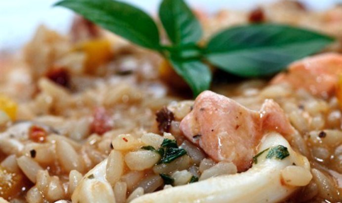 Ризотто с лососем и укропом