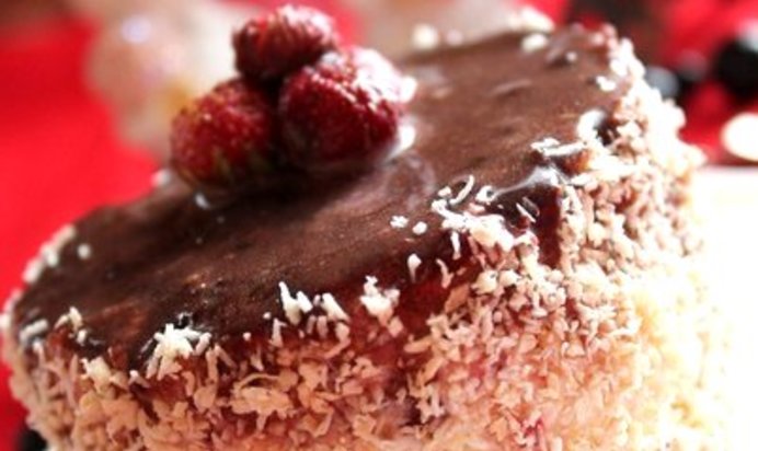 Творожно-земляничное пирожное