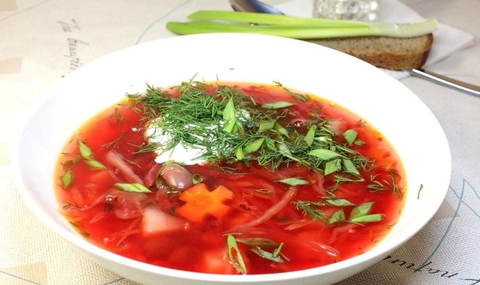 Постный борщ с фасолью