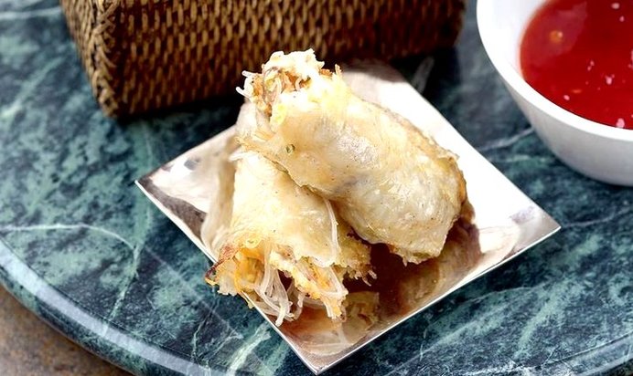 Спринг-роллы с цесаркой и креветками