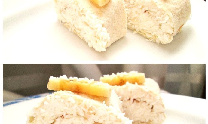 Творожные роллы с бананами в кокосовой стружке