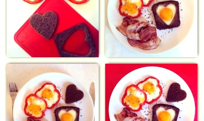 Яичница в хлебе и сладком перце