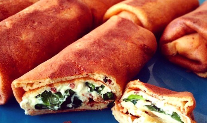 Диетические блины с фетой и шпинатом