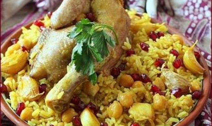 Плов с курицей и горохом нут