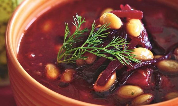 Постный борщ с фасолью