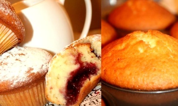 Кексы на йогурте с ягодным джемом