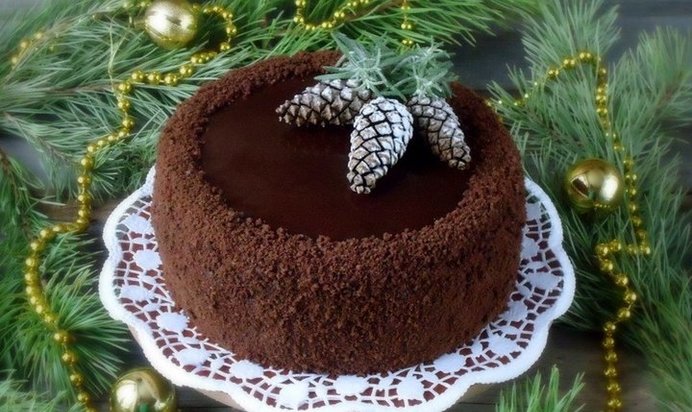 Шоколадный торт с курагой