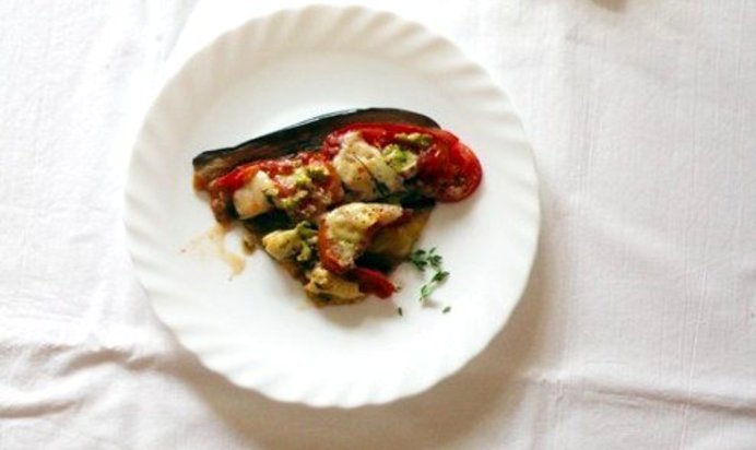 Запеканка из баклажанов и сулугуни