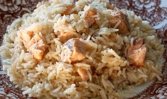 Ризотто с семгой и белым вином