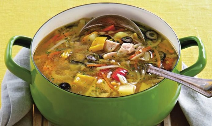 Суп из индейки с сырными гренками