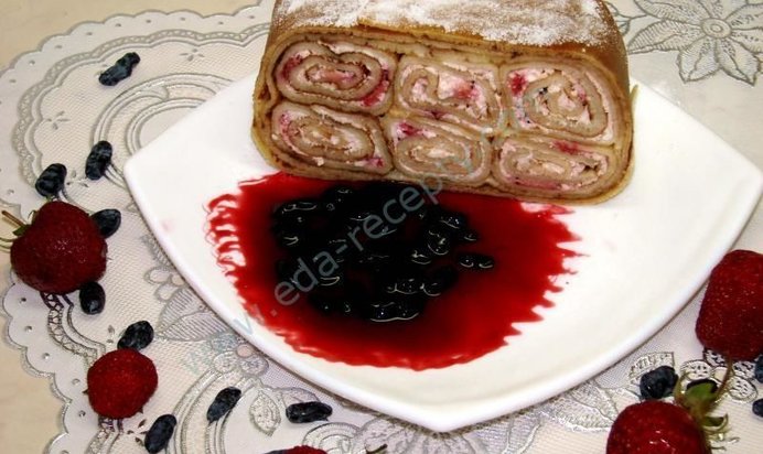 Блинная запеканка с творогом