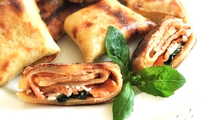 Блинчики с семгой