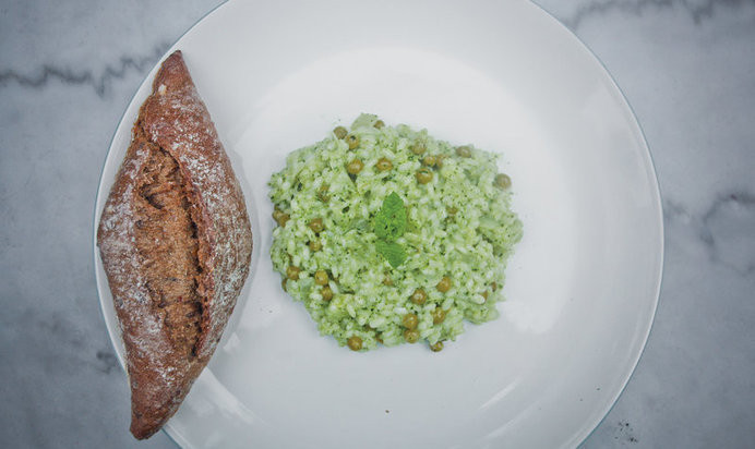 Ризотто с песто из базилика и свежей мяты