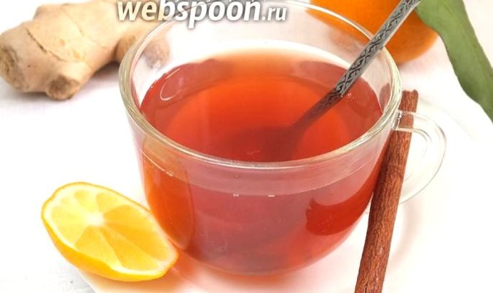 Чайный коктейль с клюквой, ромашкой и имбирём