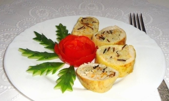 Плов в курином рулете