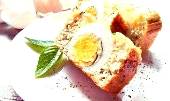 Запеченный омлет с куриным филе