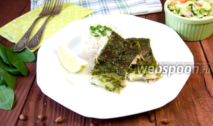 Форель запечённая в песто из черемши