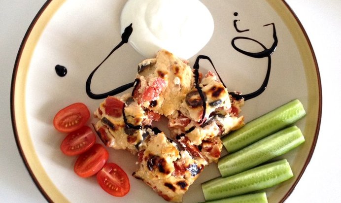 Запеканка творожная с овощами